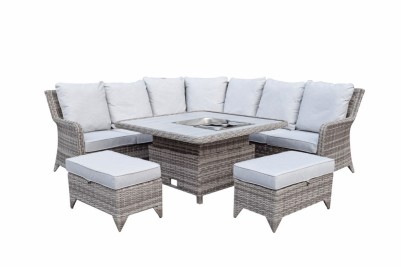 Charlecote Outdoor Corner Dining Set with Lift Table - Grey